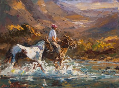 Jinete al atardecer 30cm x 40cm