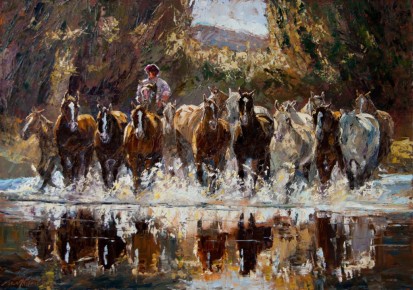 Tropilla y reflejos 50cm x 70cm