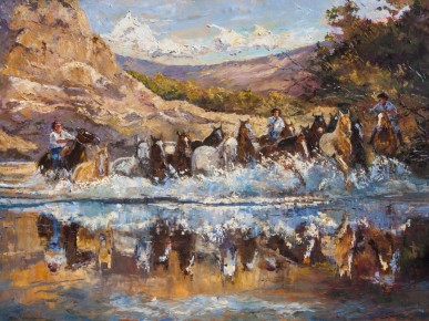 Tropilla y reflejos 80cm x 120cm
