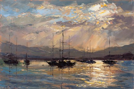 Botes al atardecer 40cm x 60cm